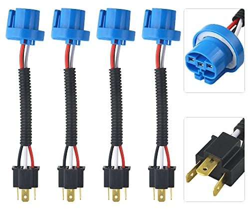 WMYCONGCONG Lot de 4 adaptateurs 9007 mâle vers H4 femelle - Câble de conversion de câblage pour phares et ampoules de phares - Bleu