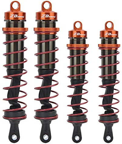 4pcs Rc Nitro Kraftstoff,Metall Öldruck einstellbarer Stoßdämpfer vorne und hinten für Jlb Hsp Em Racing Dhk Hpi Redcat Lrp Hobao Zd Racing Hongnor Df 1/8 Modell Rc Auto LKW Buggy Truggy Teile(Orange)