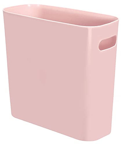 Youngever 5.5L Slim Trash Can, Re-usable 5.5L Plastic Garbage Container Bin, Small Trash Bin with Handles for Home Office, Living Room, Study Room, Kitchen, Bathroom (Pink)