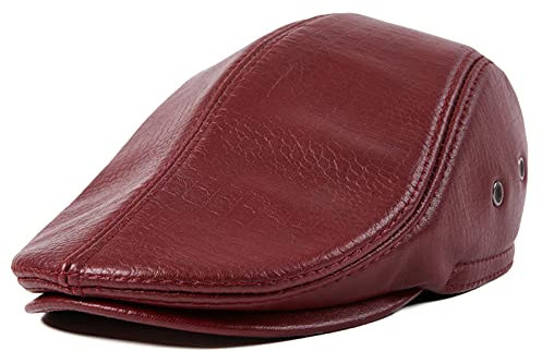 DongBao Herren Flatcaps Leder Schirmmütze Schiebemütze Klassische Mode Flatcap wasserdicht
