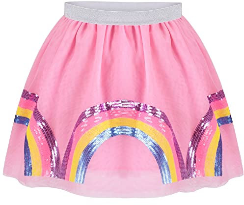 Sunny Fashion Filles Jupe Rose Tutu Ballet Jupe Rose Arc-en-Ciel Sequin Licorne 9-10 Ans