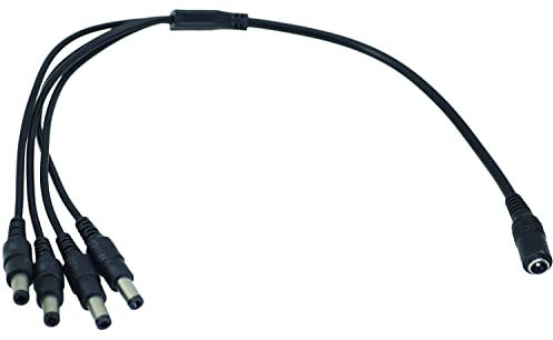 Casoter CCTV 1 to 4 way Cable Adapter, DC Power 4 Way Splitter for Security Cameras, 1 Pack