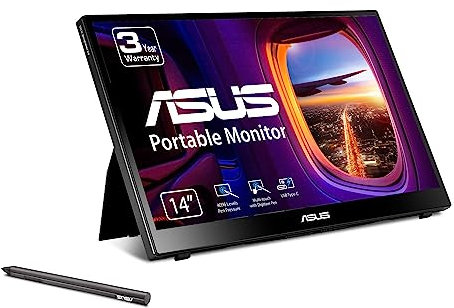 ASUS ZenScreen Ink MB14AHD 14 Inch 1080p Full HD IPS 10 Point Touch Screen 10 Point MPP 2.0 Eye Care USB Type-C Micro HDMI Kickstand Tripod Mount 3 Year Warranty