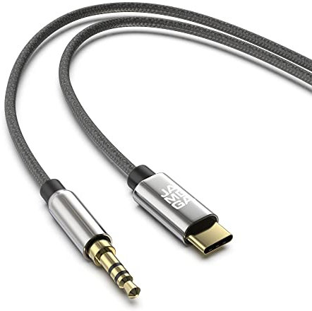 JAMEGA – USB C Klinke Aux Kabel 1m | USB Typ C auf 3.5mm Klinkenkabel Stereo Auto Nylon kompatibel mit Huawei P30 Pro/P40 Pro/P20/Mate 30/Mate 20, Samsung S20/20+/S10/Note 10/S9/S8 uvm