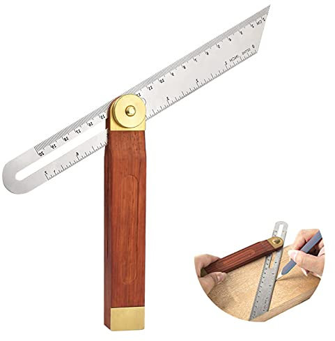 FFXN Multi Winkelschmiege Verstellbar,Schmiege Winkelmesser Holz mit Metall,Edelstahl T Schmiege mit Feststellfunktion für Handwerker,Designer, Zeichner,Diy