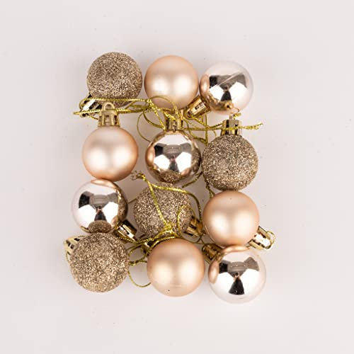 30mm/24Pcs Christmas Baubles Shatterproof Champagne Gold, Christmas Tree Decorations Ball Ornaments Balls Xmas Hanging Decorations Holiday Decor - Shiny,Matte,Glitter