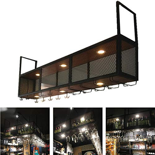 HIGOH Weinregal, Organisieren Küche Hängende Regal, Decke Hängende Blumenständer Mit Kette Artikeln Und Bodenrost, Weinglas Ständern, Blumentopf Rack-Speicher Für Wohnzimmer Restaurant Bar Blumengesch
