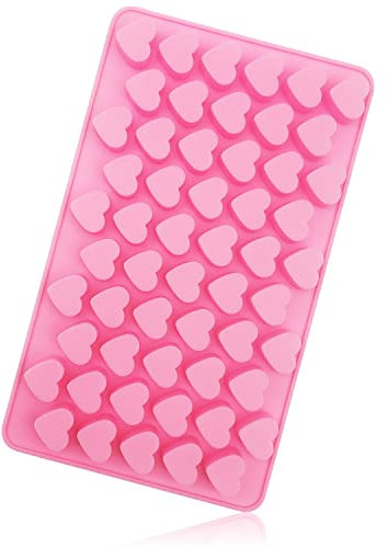 ALLY-MAGIC Heart Shaped Silicone Mould, Mould for Wax Melts, 55 Heart Sweet Mould for Love DIY Baking Cake Food Chocolate Jelly Mini Soap Candy Molds for Christmas Valentine's Day Y6-XXBM (Pink)