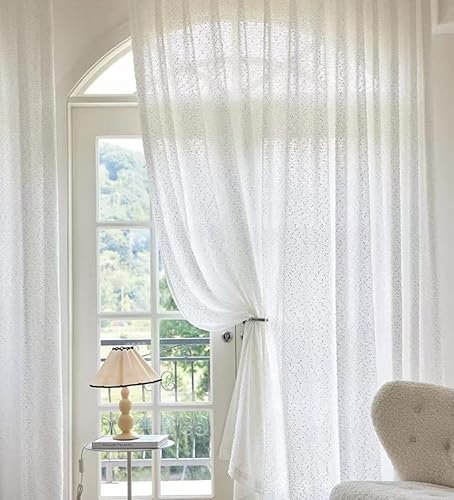 Lactraum Vorhang Wohnzimmer Luxus Eleganz romantische Gardine Weiß Kräuselband H245 x B100 cm