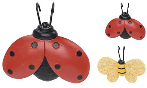 Carousel Home Ladybird & Butterfly Plant Pot Huggers Planter Hangers | 2 Piece Garden Planter Pot Hangers Flower Pot Hanging Ornaments | Resin Bugs Outdoor Plant Pot Decorations