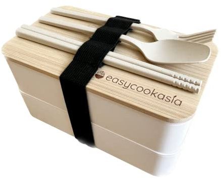EasyCookAsia Bento Box - Lunchbox Komplett Set inkl. Gabel, Löffel und Essstäbchen - Boxen für Brot, Meal Prep, Picknick