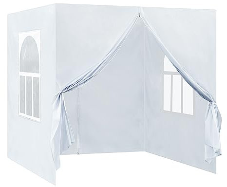 Lot de 4 panneaux latéraux pour tonnelle de jardin 2 x 2 m - Résistants à l'eau - 2 panneaux muraux avec fermeture éclair et 2 panneaux de fenêtre - Compatible avec tonnelle ou pergolas - Blanc