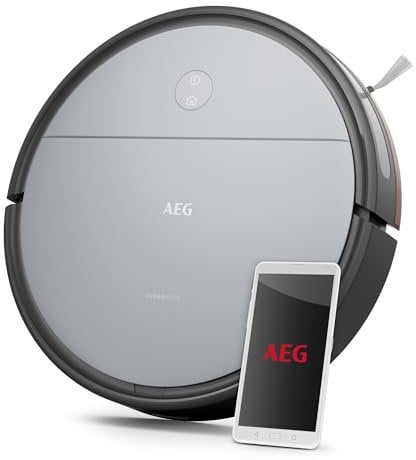 AEG AR61UD1UG Robot Aspirador con Base de Carga, Giroscopio, Serie 6000, Autonomía 120 min, App iOS/Android, Control por Voz, Cepillo Motorizado, Bateria Lítio 14,4V, Deposito Polvo 0,4L