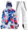 GSOU SNOW Damen Skijacken und Hosen Set Snowboard Schneeanzug Schneemantel mit Kapuze Wasserdicht Winddicht, Weiß/mehrfarbig, Small