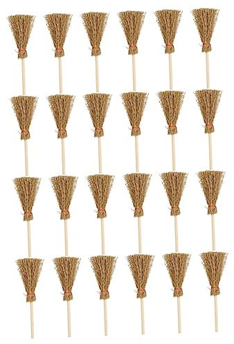 ibasenice 24pcs Witch Broom Decoration Hanging Ornaments Broom for Wedding Ceremony Mini Broomsticks Adjustable Broom Home Decoration Crafts Small Decoration Toddler Pine Wood