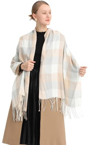 Miss Lulu Frauen Schals Winter Lang Weich Warm Tartan Check Wraps Wolle Spinnerei Quaste Schal Stola Schal Damen