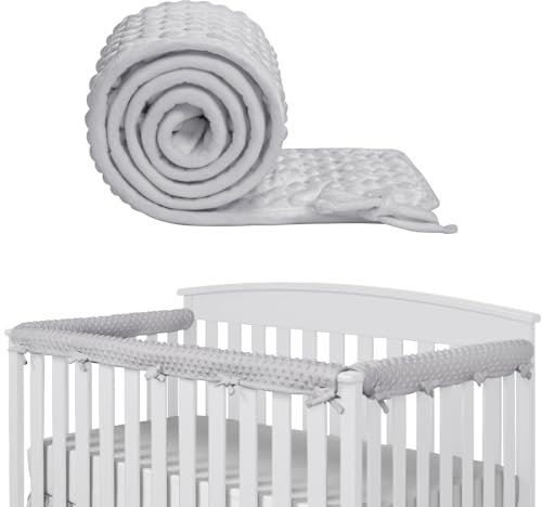 IULONEE 3pcs Funda Protectora de Barandilla para Bebés Cubierta Protectora para Reposabrazos de Cuna 128x18cm/68x18cm para la Protección de Las Barandillas de Cama Infantil (Gris)