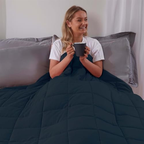 Brentfords 8kg Weighted Blanket Navy, Stress Relief Anti Anxiety Weighted Blanket King Size Adult Insomnia Sleep Blanket for Bed, 150 x 200cm Navy Blue - (Disclaimer Only suitable for age 3+ years)