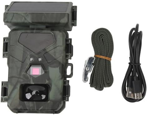 Solar-Wildkamera, 1080P 30fps 20MP 4 X AA Batteriebetriebene Solar-Wildtierüberwachungs-Wildkamera, 60° Erkennungswinkel, Nachtsicht, IP65, Wasserdicht, 0,45 S Auslösezeit