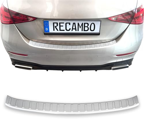 RECAMBO Ladekantenschutz Edelstahl kompatibel für Mercedes C-Klasse Limousine | W206 | BJ ab 2021 - matt gebürstet mit Textur - Styling und Schutz für die Stoßstange