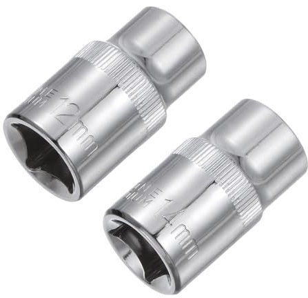 QUARKZMAN Douille Peu Profonde 6 Pans, 1/2 Entraînement 12mm 14mm Douille Peu Profonde en Acier Cr-V pour la Réparation Automobile et les Projets de Bricolage