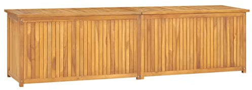 FOZICV Gartenbox Braun 200x50x55 cm Massives Teakholz Sitzkissen Box Stauraumbox Auflagenbox Holz Kissenbox Holz Gartenbox Groß Balcony Furniture Storage Box Gartenbox Sitzbank Terrassenbox