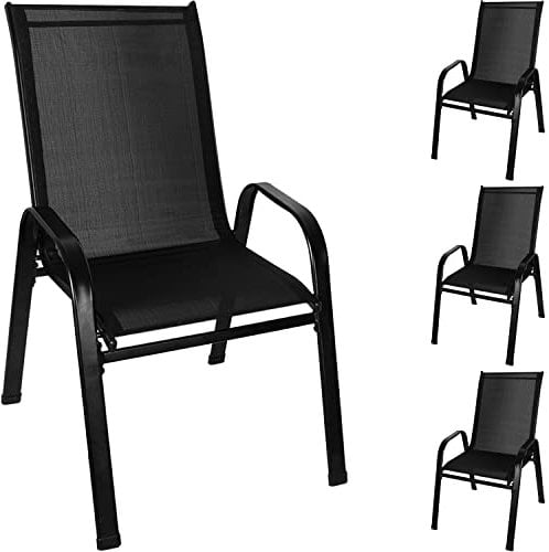 Balkonstühle 4er Set Gartenstühle Hochlehner Stapelbar bis 150 kg Belastbar Metall 23460