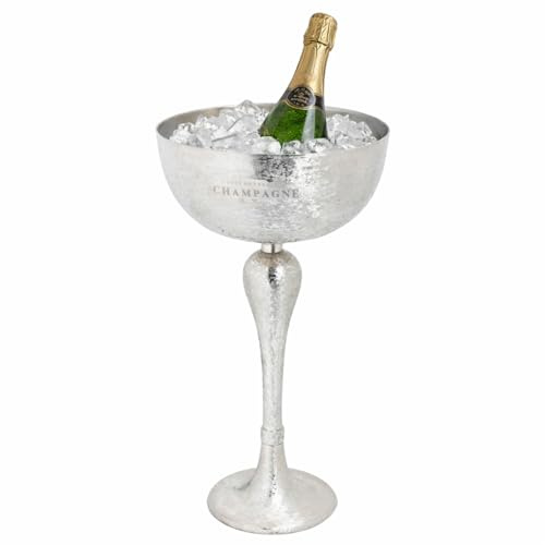 bar@drinkstuff Champagne Bucket on Stand – Etched Stainless Steel Champagne & Wine Cooler Stand for 2 Bottles, Elegant Ice Bucket for Parties & Bars