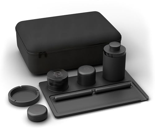 Bloomint Premium Grinder Set Box, 8-teilig Aus Hochwertigem Aluminium, Schwarz Geschenkset Mit Tragetasche, Metall Grinder Groß