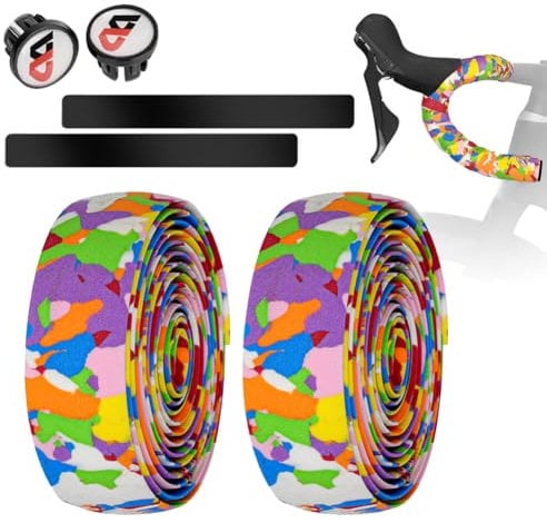 Doukesh Nastro Manubrio Bici da Strada MTB, Nastro da Manubrio per Bicicletta, Nastro Manubrio da Bicicletta con Tappi Manubrio e Adesivi Fissi, Traspirante Antiurto Antiscivolo, Colore