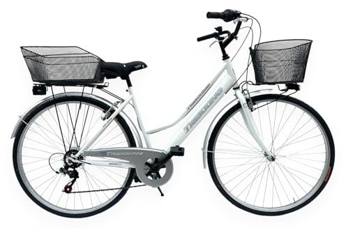 MADICKS Damenfahrrad Hollandrad Größe 28 Vintage Retro mit Korb weiß mit Gangschaltung (Korb vorne und hinten aus Eisen)