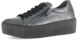 Gabor Damen Low-Top Sneaker, Frauen Halbschuhe,Best Fitting,Plateausohle,straßenschuhe,Strassenschuhe,antiksilber(schw.),40.5 EU / 7 UK