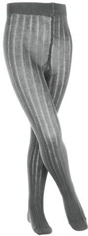 FALKE Unisex Kinder Strumpfhose Classic Rib K Ti Baumwolle dick einfarbig 1 Stück, Grau Light Grey Melange 3390, 152-164