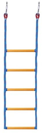 Kuehssn 5 Step Boat Rope Ladder, Portable, Foldable, Anti-Slip, Lightweight, Nylon, Resin, Blue, For Inflatable Boat, Kayak, Motorboat, Canoeing