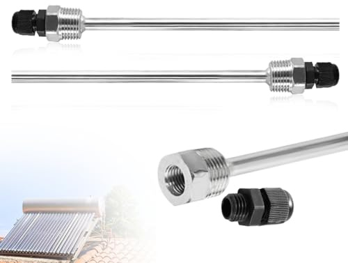 Lhbwhiz Lot de 2 puits thermométriques,manchon d'immersion pour thermomètre en acier inoxydable à filetage 1/2,tubes de protection contre l'immersion pour thermocouple,puits thermométrique(8 x 300mm)