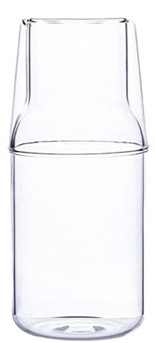 generisch Juego de cocina de mesa redonda de jarra de agua con vaso de cristal para dormitorio, mesita de noche, botella de agua bucal de cristal para baño, alfombrillas de cocina para mesa (B, talla