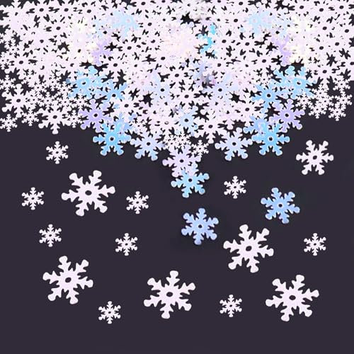 ParPix 1500 Stück Schneeflocken Deko Konfetti, Glitzer Weihnachts Tischdeko, Klein Streudeko Weihnachten Winterdeko, Schneeflocke Weihnachten Deko für Hochzeit, Geburtstag, Neujahr(Illusion Weiß)