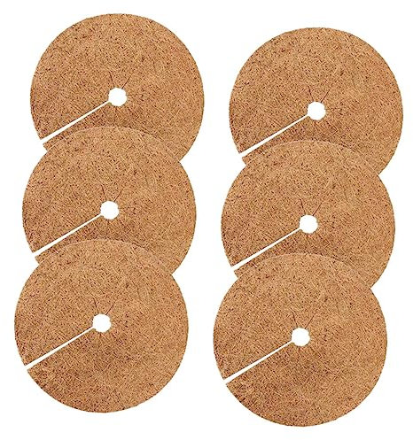 FUNOMOCYA 6stücke Teiliges Kokosfaser Mulchmatten Rund Mit Mittelloch Wetterfeste Pflanzenschutzmatten Für Frostschutz Feuchtigkeitsregulierung Und Unkrautvermeidung Im Garten Balkon