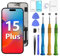 ATEVENSE Geeignet für iPhone 15plus Bildschirm Ersatzset 6,7 LCD Display 3D Touch IPS FHD COF Komplettmontage Edelstahl Reparaturset Wasserdichter Rahmenaufkleber + Bildschirm Schutzfolie