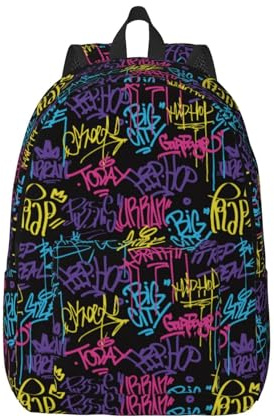 Oudrspo Reise-Laptop-Rucksack – Graffiti-Kunst-Canvas-Rucksack, Computer-Rucksack, Tasche für 15-Zoll-Laptop