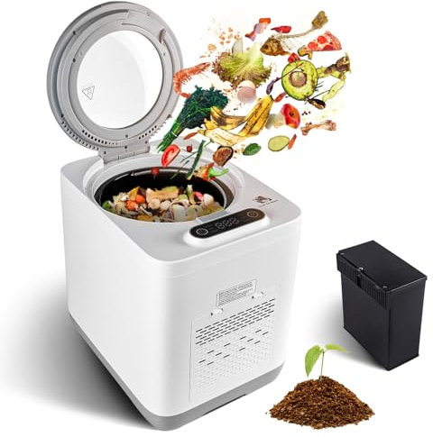 Mavdecll Kitchen Waste Composter, 3.8L Electric Compost Bin Wiith Smart LED Screen, Auto Cleaning Composting Bin, For Turn Food Waste Into Compost