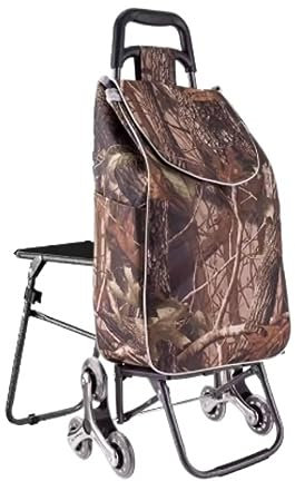 Einkaufswagen Treppensteiger Trolley Multifunktionaler Gepäckwagen, Zusammenklappbarer Einkaufswagen, Wasserdichte, Mit Blättern Bedruckte Oxford-Stofftasche Mit Dreirädern Einkaufstrolley Klappbar