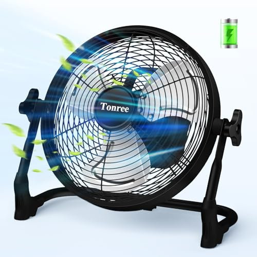 12 Portable Battery Operated Floor Fan, 23400 mAh Battery High Velocity Cordless Fan, Rechargeable Wireless Fan, Metal Blade, 12 Speed, 12-48 hours Runtime, 1530 CFM, Industrial Air Circulation Fan