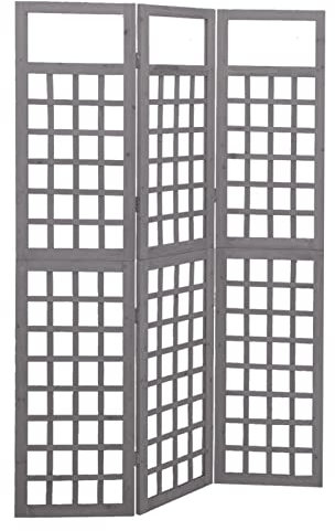 ShGaxin 3-TLG. Paravent/Spalier, Trennwand, Raumteiler, Umkleidekabine, Spanische Wand, Privacy Screen, Sichtschutzwand, Massivholz Tanne Grau 121x180 cm
