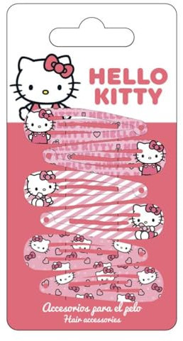 Hello Kitty Haarspangen für Mädchen, 5,1 cm Metall rutschfeste Clips mit Hello Kitty Druck, stilvolle Haarschmuck, 6 Haarspangen