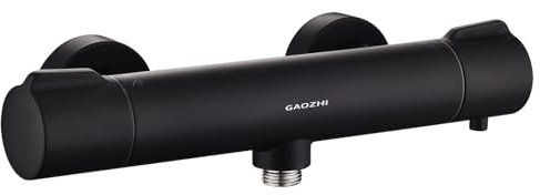 GAOZHI Duscharmatur mit Thermostat Schwarz Mischbatterie Dusche mit 40 °C Sicherheitstast, Duscharmaturen Aufputz Duschthermostat Armatur für Badezimmer Badewanne, G1/2 Duschbatterie für Wandmontage