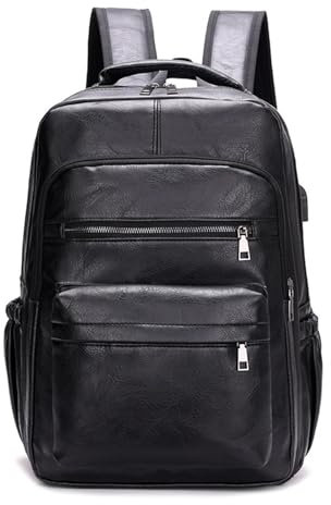 Sac À Dos Pour Ordinateur Portable Vintage | Sac À Dos De Voyage En Cuir | Sac Décontracté Homme Imperméable Pour Randonnée Cyclisme Université | Sac À Bandoulière Élégant Avec Ports De Charge USB