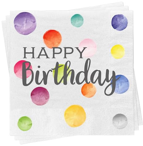 Servietten 100 Stück mit Geburtstags Motiv - Happy Birthday - Tischdeko Papierservietten mit Spruch - Papier Tuch 3-lagig mit Text bedruckt
