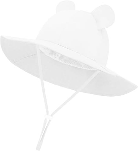 DRESHOW Chapeau de Soleil Bébé Unisexe en Pliable Protection Anti-UV Solaire Plage Chapeaux de Soleil Enfant Bonnet d'été avec Oreilles d'ours Bébé Fille UPF 50+
