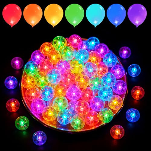 Celepoir 100 LED Lichterball, Flash Buntes, Kleine LED Lichter zum Basteln | mit 100 Stück Luftballon, Leuchtkugel für Geburtstagsdeko Tischdeko Hochzeitsdeko Weihnachtsdeko Partydeko & Papierlaterne